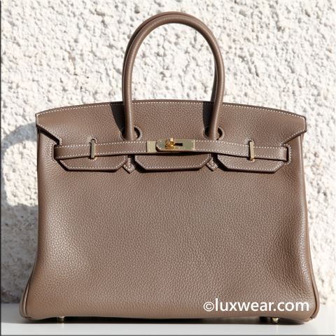Etoupe Clemence  & Gold 35cm HERMES BIRKIN BAG