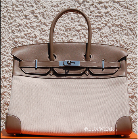 Etoupe/Toile & Palladium 35cm HERMES BIRKIN BAG