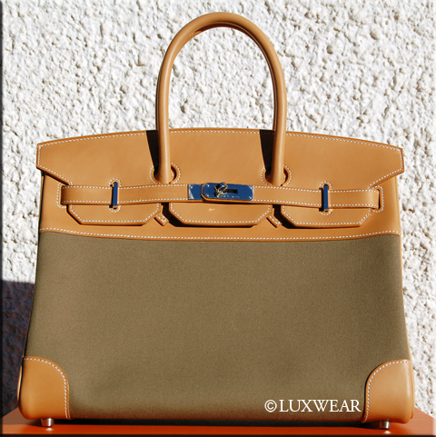 Natural/Canvas & Palladium 35cm HERMES BIRKIN BAG