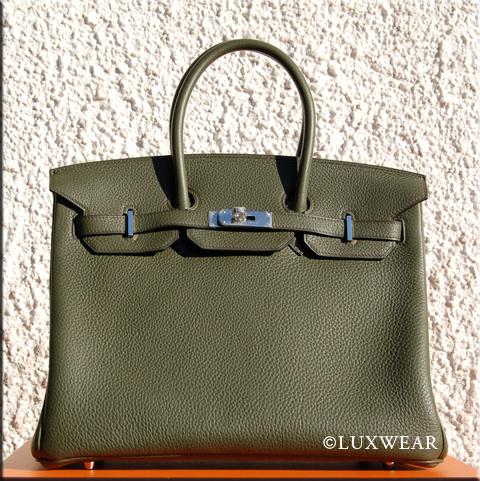 Olive Clemence & Palladium  35cm HERMES BIRKIN BAG
