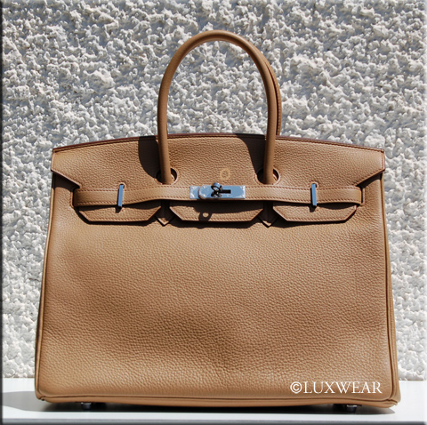 Tabac Camel Clemence & Palladium 35cm HERMES BIRKIN BAG