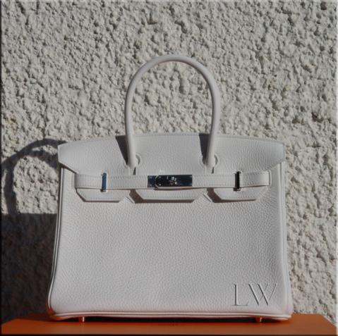 White Clemence&Palladium 30cm HERMES BIRKIN BAG